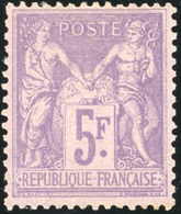 * 5F. Lilas-rose Sur Lilac Pâle. Nuance Rare. Bon Centrage. SUP. - 1876-1878 Sage (Type I)