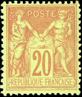 ** 20c. Brique S/vert + 20c. Garance S/vert. 2 Nuances. TB. - 1876-1878 Sage (Type I)