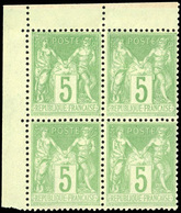 ** 5c. Vert-jaune. Bloc De 4. CdeF. SUP. - 1876-1878 Sage (Typ I)