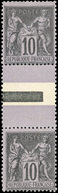 ** 10c. Noir S/lilas, Type I Tenant à Type II. Paire Verticale Inter-panneau. SUP. - 1876-1878 Sage (Typ I)