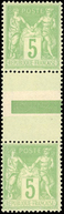 * Paire Verticale Inter-panneau Du 5c. Vert-jaune Type II Tenant à 5c. Vert-jaune Type I. SUP. - 1876-1878 Sage (Type I)