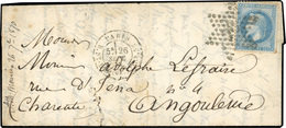 O Courrier Retardé De L'ETATS-UNIS. 20c. Laurés Obl. étoile S/lettre Frappée Du CàD De PARIS - R. ST-DOMque-St-Gn-56 Du  - Krieg 1870