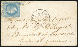 O L'ETATS-UNIS. 20c. Laurés Obl. étoile S/lettre Frappée Du CàD De PARIS - R. ST-LAZARE Du 27 Septembre 1870 à Destinati - Oorlog 1870