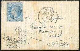 O L'ETATS-UNIS. 20c. Laurés Obl. étoile S/lettre Portant La Mention ''Armée De Paris - Garde Mobile'' Frappée Du CàD De  - Guerra Del 1870