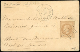 O LE NON DENOMME N°1. 10c. Lauré Obl. étoile 15 S/carte Frappée Du CàD De PARIS - R. BONAPARTE Du 29 Septembre 1870 à De - Oorlog 1870