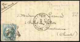 O LE WASHINGTON. 20c. Lauré Obl. étoile S/lettre Frappée Du CàD De PARIS - R. DE STRASBOURG Du 7 Octobre 1870 à Destinat - Oorlog 1870