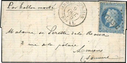 O LE LOUIS BLANC. 20c. Laurés Obl. Losange ''A.F. 13°C'' S/lettre Frappée Du Cachet ''ARMEE DU RHIN - Bau AL'' Du 9 Octo - Krieg 1870