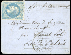 O LE WASHINGTON. 20c. Laurés Obl. étoile GC 37 S/petite Lettre Frappée Du CàD De PARIS - BLD MALHERBES Du 9 Octobre 1870 - Oorlog 1870