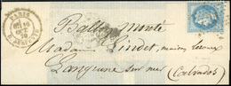 O LE VICTOR HUGO. 20c. Laurés Obl. étoile ''25'' S/lettre Frappée Du CàD De PARIS - R. SERPENTE Du 16 Octobre 1870 à Des - Krieg 1870