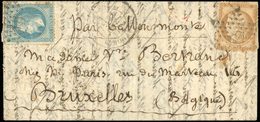 O LE VAUBAN. 20c. Lauré + 10c. Siège Obl. étoile 15 Frappée Du CàD De PARIS - R. BONAPARTE Du 25 Octobre 1870 à Destinat - Oorlog 1870