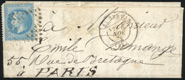 O 20c. Laurés Obl. Losange S/lettre Frappée Du CàD De ST-SERVAN Du 6 Novembre 1870 à Destination De PARIS. Au Verso, Cac - Oorlog 1870