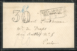 O Lettre Frappée Du Cachet FELDPOST RELAIS N°41 Du 2 Février + Taxe à 30 à Destination De PARIS. Au Verso, Cachet D'arri - Oorlog 1870