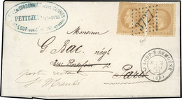 O 10c. Bistre X 2 Obl. GC 3727 S/lettre Frappée Du CàD De ST-LOUP-S-SEMOUSE Du 2 Mai 1871 à Destination De PARIS. Réexpé - Oorlog 1870