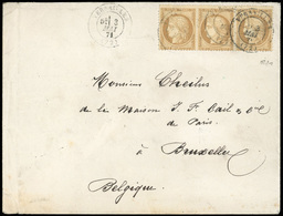 O Bande De 3 Du 10c. Siège Obl. S/lettre Frappée Du CàD De VERSAILLES Du 3 Mai 1871 à Destination De La Maison ''J.F. CA - War 1870