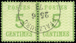 O 5c. Vert-jaune. Paire. Burelage Renversé. Obl. Centrale De PFALZBURG Du 25.6.71. Qualité Exceptionnelle. SUP. - Autres & Non Classés