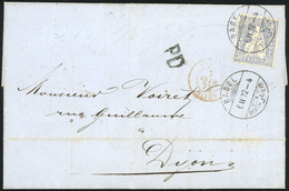 O Lettre De MULHOUSE Acheminée Par BASEL Le 6 II 72 Pour DIJON. Cachet Rouge D'arrivée Au Recto De DIJON Du 7 Février 18 - Other & Unclassified