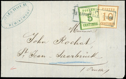 O 5c. + 10c. Obl. FELDPOST RELAIS N°66 S/lettre De REMIREMONT Du 13 Février 1871 à Destination De SARREBRUCK - ALLEMAGNE - Andere & Zonder Classificatie