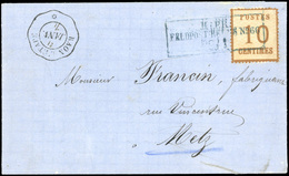 O 10c. Obl. FELDPOST RELAIS N°66 S/lettre Frappée Du Cachet Provisoire Télégraphique RAON L'ETAPE Du 21 Janvier 1871 à D - Sonstige & Ohne Zuordnung