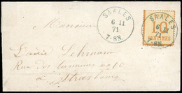 O 10c. Obl. Cachet Prussien Bleu De SAALES Du 6 Novembre 1871 à Destination De STRASBOURG. Cachet Rare. SUP. - Sonstige & Ohne Zuordnung