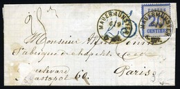 O 20c. Obl. CàD MAUERMUNSTER S/lettre Taxée à 25. Doubles Traits à Destination De PARIS. TB. - Sonstige & Ohne Zuordnung