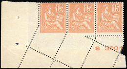 ** 15c. Orange. Bande De 3. CdeF Avec Variété De Piquage. SUP. - Other & Unclassified