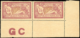 ** Paire Du 1F. Merson Lie-de-vin Et Olive. Papier GC. Coin De Feuille. SUP. - Sonstige & Ohne Zuordnung