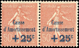 ** +25c. S/50c. Caisse D'amortissement Rouge-brun Point Sur Le ''i'' Manquant Tenant à Normal. SUP. - Sonstige & Ohne Zuordnung