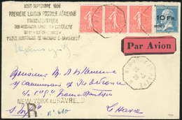 O ILE DE FRANCE. 10Fr. S/1F.50 Pasteur + N°199 X 3 Obl. S/lettre Recommandée, Frappée Du Cachet ''PREMIERE LIAISON POSTA - Sonstige & Ohne Zuordnung