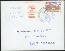 O 0.50F. Noir Et 1F. Rouge Sur 2 Lettres Obl. CHAMBRE DE COMMERCE LIBOURNE Du 27 Mai 1968. TB. - Sonstige & Ohne Zuordnung