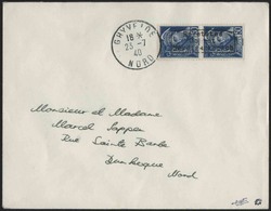 O 50c. Paire Verticale Obl. GHYVELDE 23.7.40. S/lettre Avec Cachet D'arrivée. SUP. - Kriegsmarken