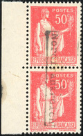 * COUDEKERQUE. 50c. Type Paix Rose-rouge. Paire Verticale Avec BdeF. TB. - War Stamps