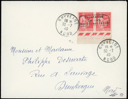 O 50c. Rouge Obl. Cachet De Dunkerque Sur Lettre Frappée Du CàD De GHYVELDE Du 30 JUILLET 1940 à Destination De DUNKERQU - Kriegsmarken