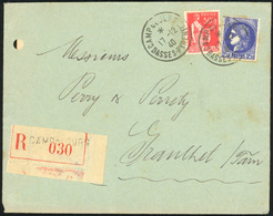 O Timbre De France N°283 + 375A. 50c. Rose-rouge + 2F.50 Outremer Obl. S/lettre Recommandée, Comprenant La Correspondanc - War Stamps