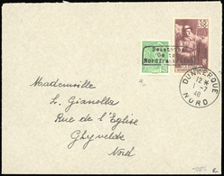 O 2 Valeurs Obl. Cachet DUNKERQUE S/lettre Frappée Du CàD De DUNKERQUE Du 1 JUILLET 1940 à Destination De GHYVELDE. Arri - War Stamps