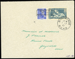 O 2 Valeurs Obl. Cachet DUNKERQUE S/lettre Frappée Du CàD De DUNKERQUE Du 1 JUILLET 1940 à Destination De GHYVELDE. Arri - War Stamps