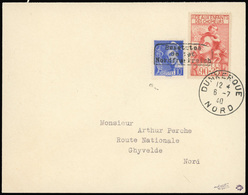 O 2 Valeurs Obl. Cachet DUNKERQUE S/lettre Frappée Du CàD De DUNKERQUE Du 6 JUILLET 1940 à Destination De GHYVELDE. Arri - War Stamps