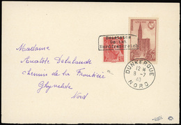 O 2 Valeurs Obl. Cachet DUNKERQUE S/devant De Lettre Frappée Du CàD De DUNKERQUE Du 8 JUILLET 1940 à Destination De GHYV - Oorlogszegels