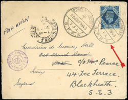 O Lettre Avec Timbre Anglais N° 221 Obl. POSTE AUX ARMEES F.F.L. - B.P.M.6 Du 13 Août 1943 à Destination De BLACKHEATH - - Oorlogszegels