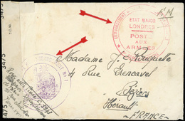 O Lettre En Franchise Militaire, Frappée Du Grand Cachet Rouge ''ETAT MAJOR LONDRES - POSTE AUX ARMEES'' Et Du Grand Cac - War Stamps