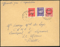 O CAEN. 2 Lettres. 60c. Violet + 1F. Rouge + 2F.40 Rouge Obl. S/lettre Frappée Du CàD De CAEN Du 22 Août 1944 à Destinat - Bevrijding