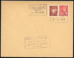 O LYON. 30c. Rouge + 1F.20 Brun-rouge Obl. S/lettre Frappée Du Cachet Encadré ''LYON LIBERE 2-9-44'' à Destination De La - Befreiung