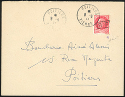 O POITIERS. 2F.40 Rouge, Surcharge Type II, Obl. S/lettre Locale Frappée Du CàD De POITIERS Du 9 Septembre 1944. Cachet  - Bevrijding