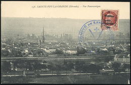 O SAINTE-FOY LA GRANDE. 1F.50 Brun-rouge, Type III, Obl. S/carte Locale Frappée Du Grand Cachet Bleu ''COMITE DE LIBERAT - Befreiung