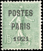 (*) 15c. Vert-olive ''POSTES PARIS 1921''. B. - Andere & Zonder Classificatie