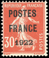 (*) 30c. Rouge. ''POSTES FRANCE 1922''. TB. - Sonstige & Ohne Zuordnung