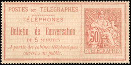 (*) 50c. Rouge S/rose. TB. - Telegraphie Und Telefon