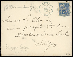 O 15c. Alphée Dubois Obl. Du CàD De SINGAPOR - SAIGON Du 18 Décembre 1891 S/lettre à Destination De SAIGON. 1ère Pièce V - Autres & Non Classés