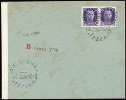 O Paire Du 0,50 S/0,50c. Violet, Obl. S/lettre Recommandée Frappée Du CàD De R.F. SEBHA - FEZZAN Du 18 Juin 1943. SUP. - Sonstige & Ohne Zuordnung