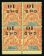 * 10c. S/40c. Rouge-orange. 3 Blocs De 4. Variété De Surcharge Dont 1 Surch. Renversée. TB. - Sonstige & Ohne Zuordnung