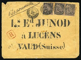 O COL. GENERALE N°54. Paire + 1 Unité Du 25c. Obl. S/lettre Recommandée Frappée Du CàD De SAIGON CENTRAL COCHINCHINE Du  - Andere & Zonder Classificatie